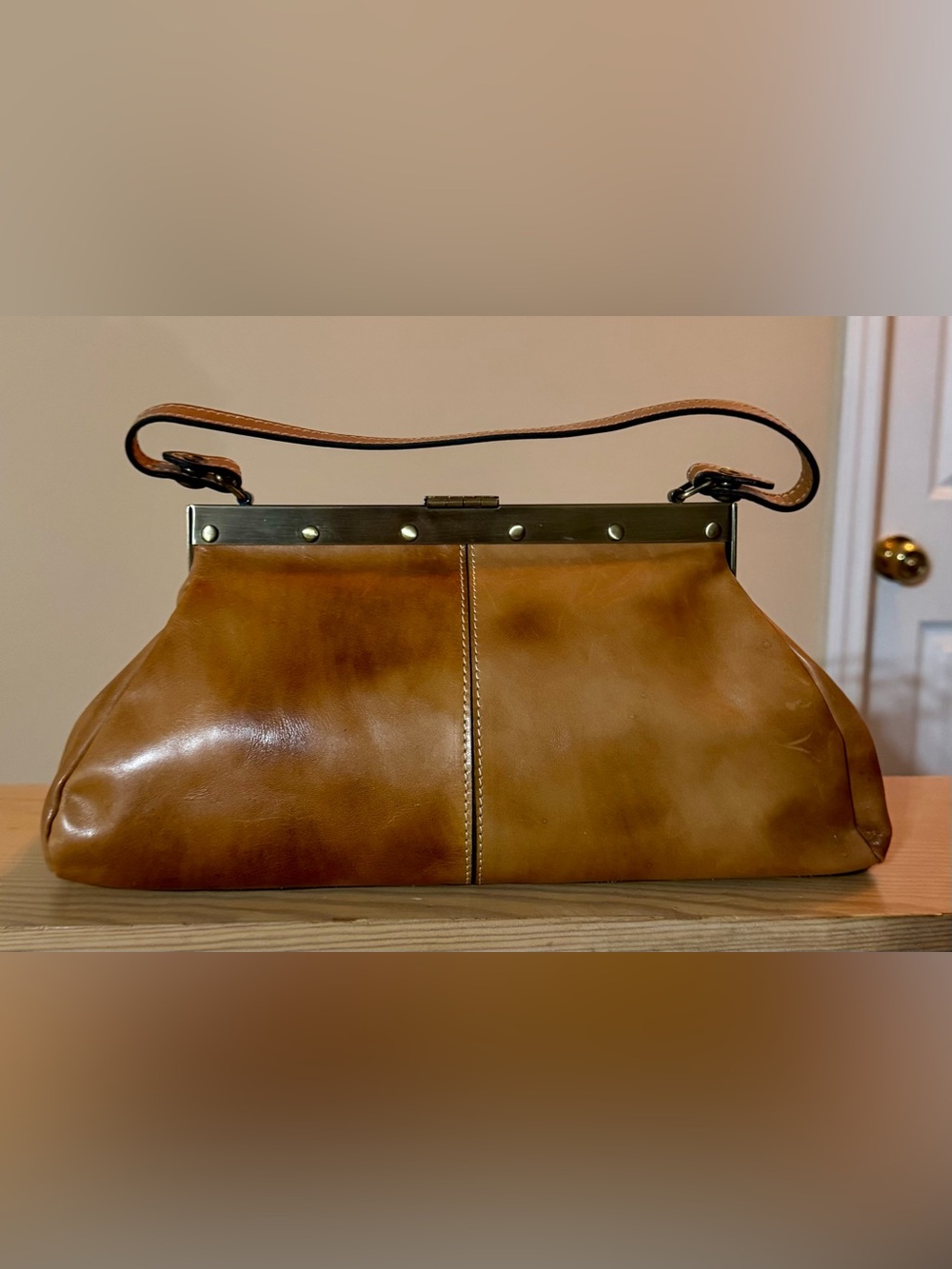 Patricia Nash Rare Leopard Haircalf Frame Clutch Shoulder Bag - Picture 7 of 12